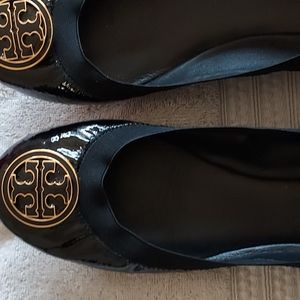 Black Tory Burch patent leather flats